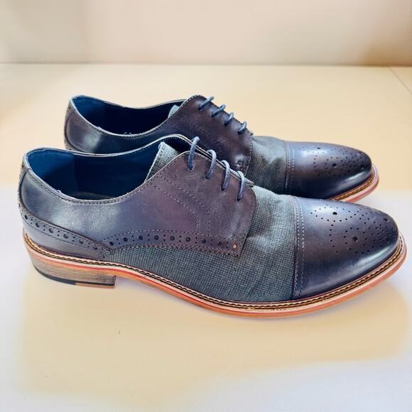 MENS VINTAGE FOUNDRY CO Navy Blue Perforated Toe Derby Oxford Lace Up Shoes 8.5 main image 11